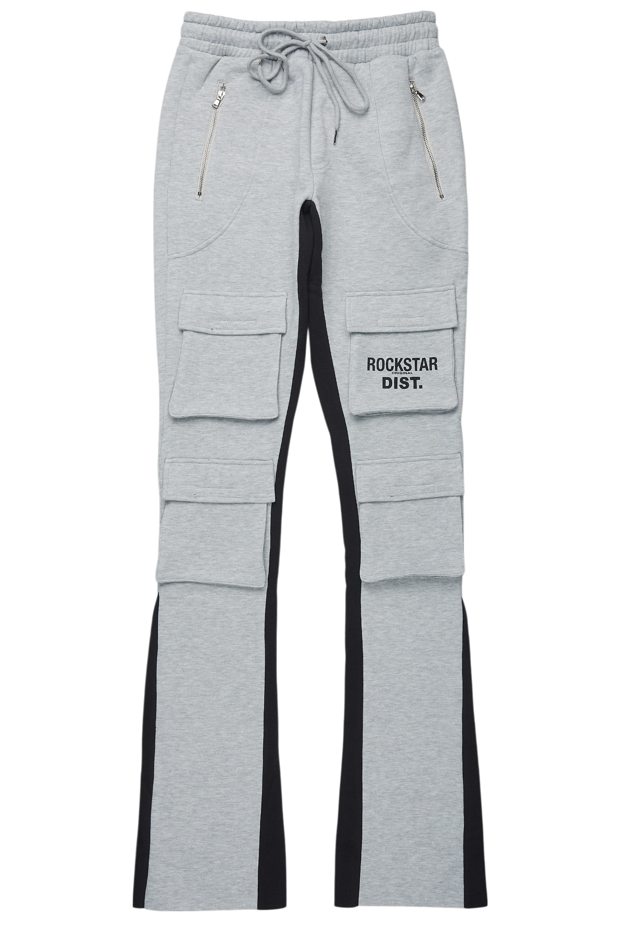 Antoon Heather Grey Stacked Flare Track Pant