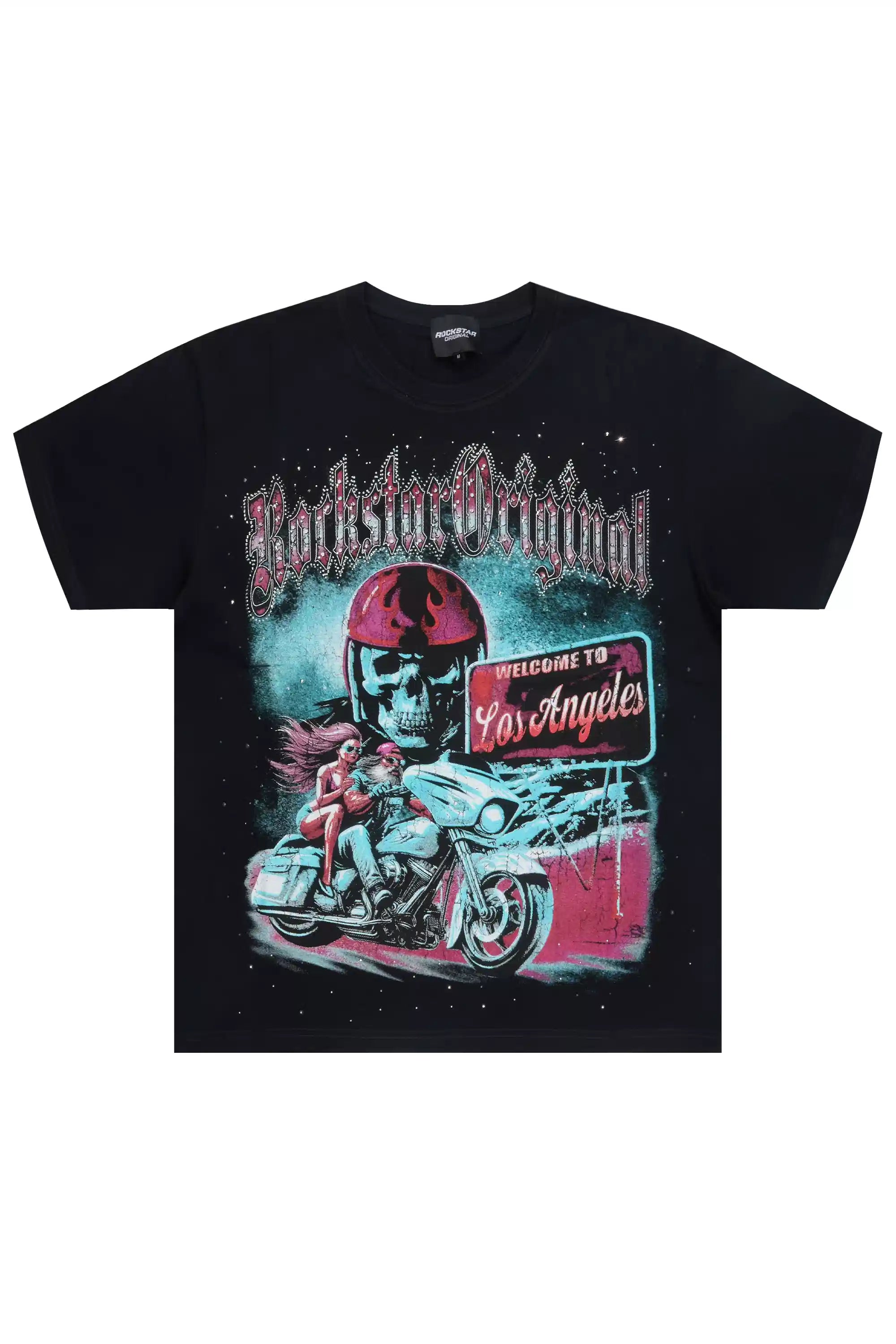 Reece Black Graphic Rhinestone T-Shirt