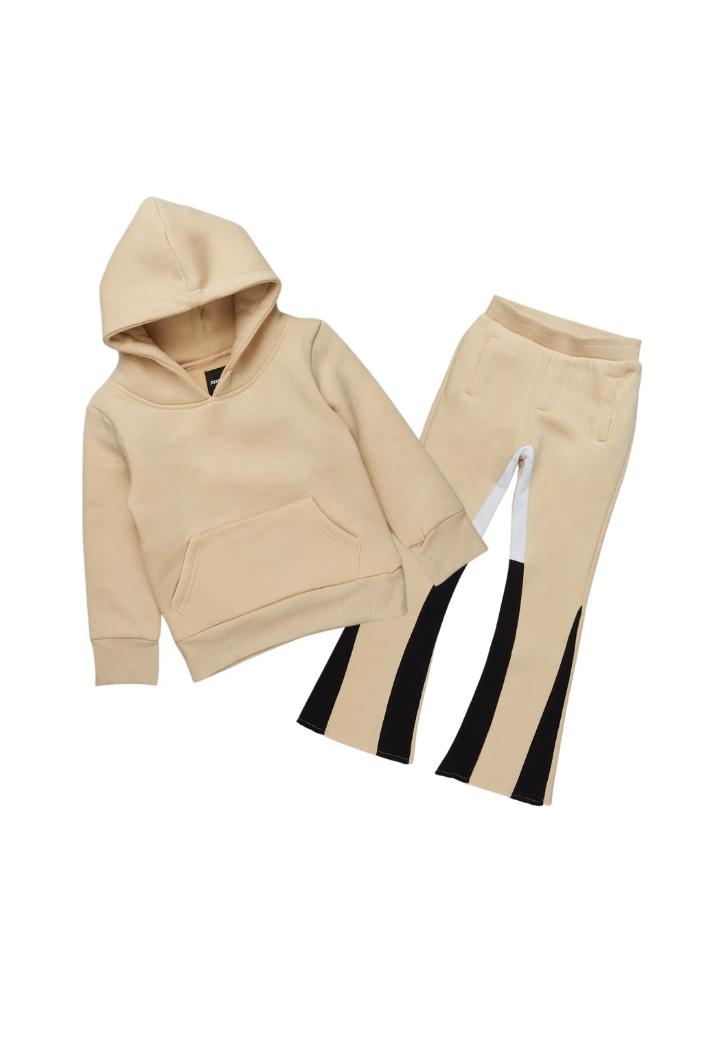 Boys Basic Tan/Black Stacked Flare Pant Set