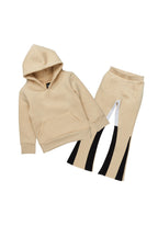 Boys Basic Tan/Black Stacked Flare Pant Set