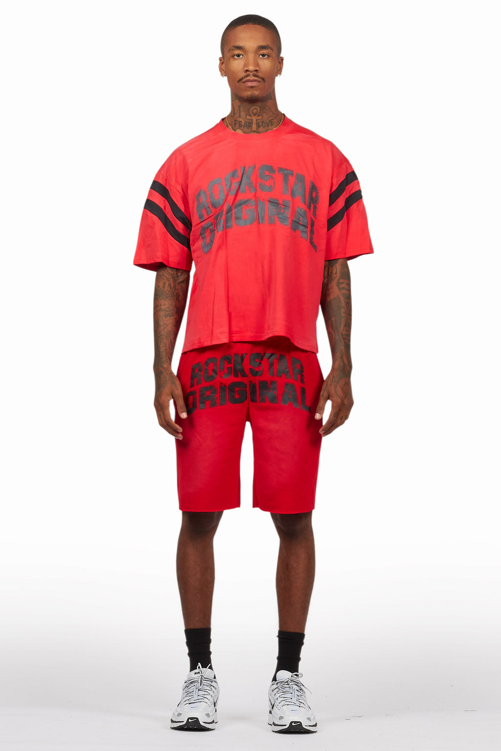 Tumo Red Crop Boxy Tee Short Set