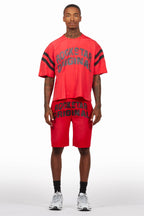 Tumo Red Crop Boxy Tee Short Set