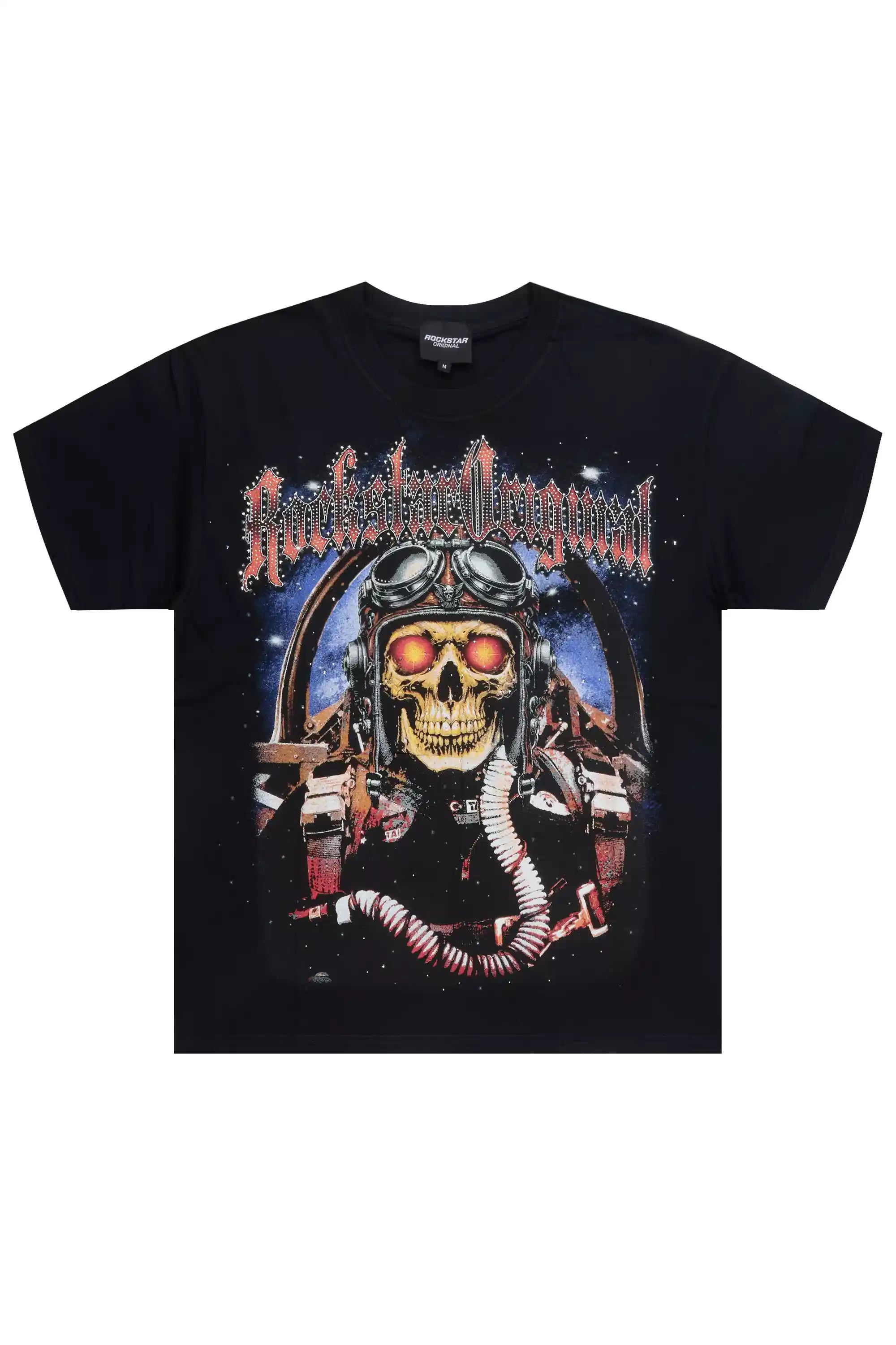 Braniyah Black Rhinestone Short Sleeve Tee