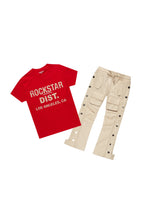 Girls Lake Red T-Shirt/Stacked Nylon Flare Set