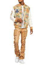 Doron Beige Tapestry Varsity Jacket
