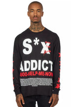 Addict Black/Red Long Sleeve Graphic T-Shirt