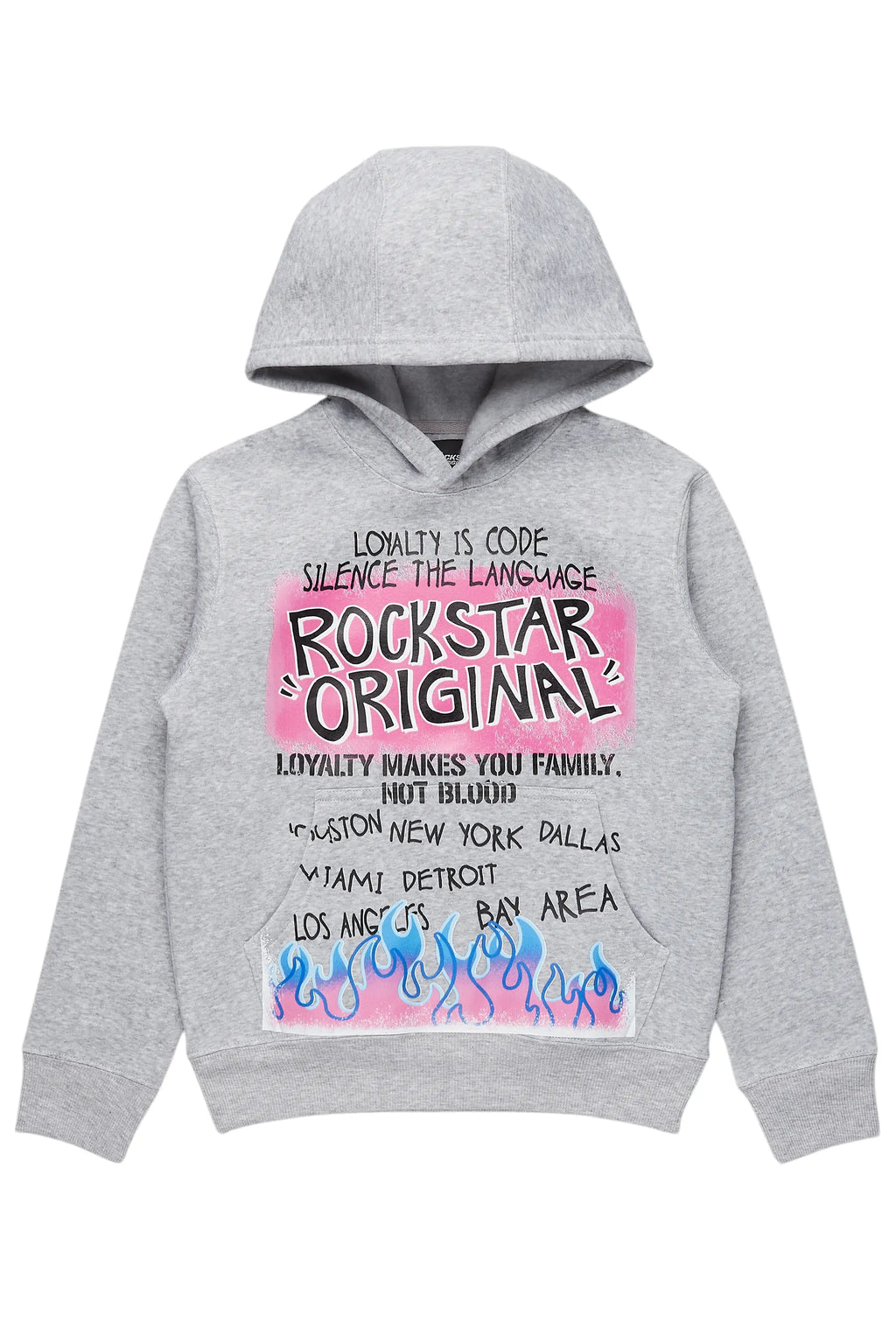 Boys Beno Light Grey Graphic Hoodie