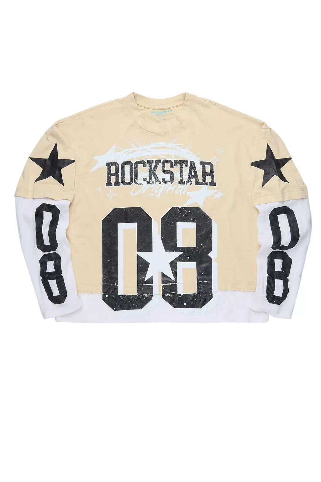 Allstar Beige/Black Boxy Crop Double Layer Tee