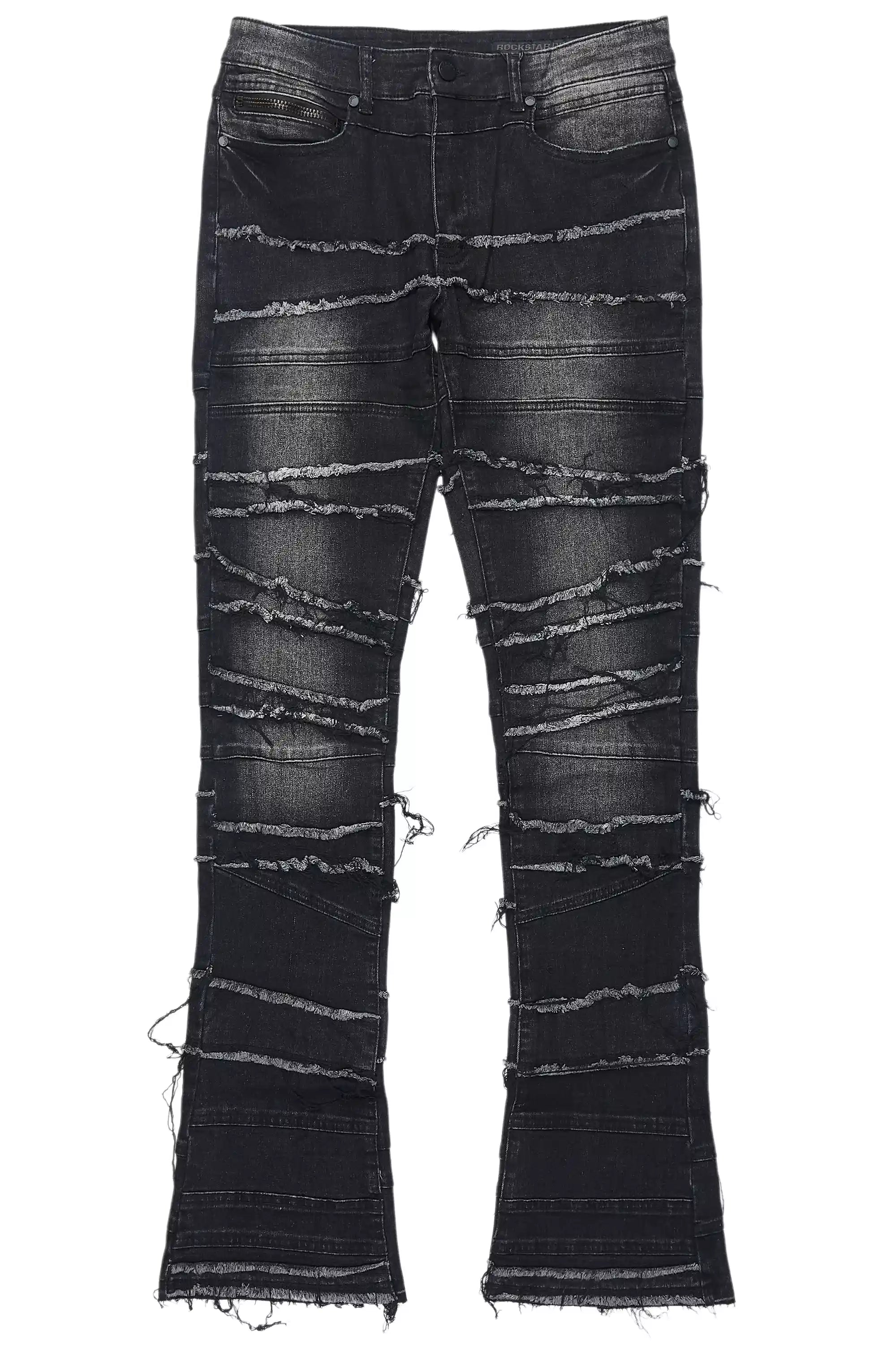 Franko Dark Grey Stacked Flare Jean