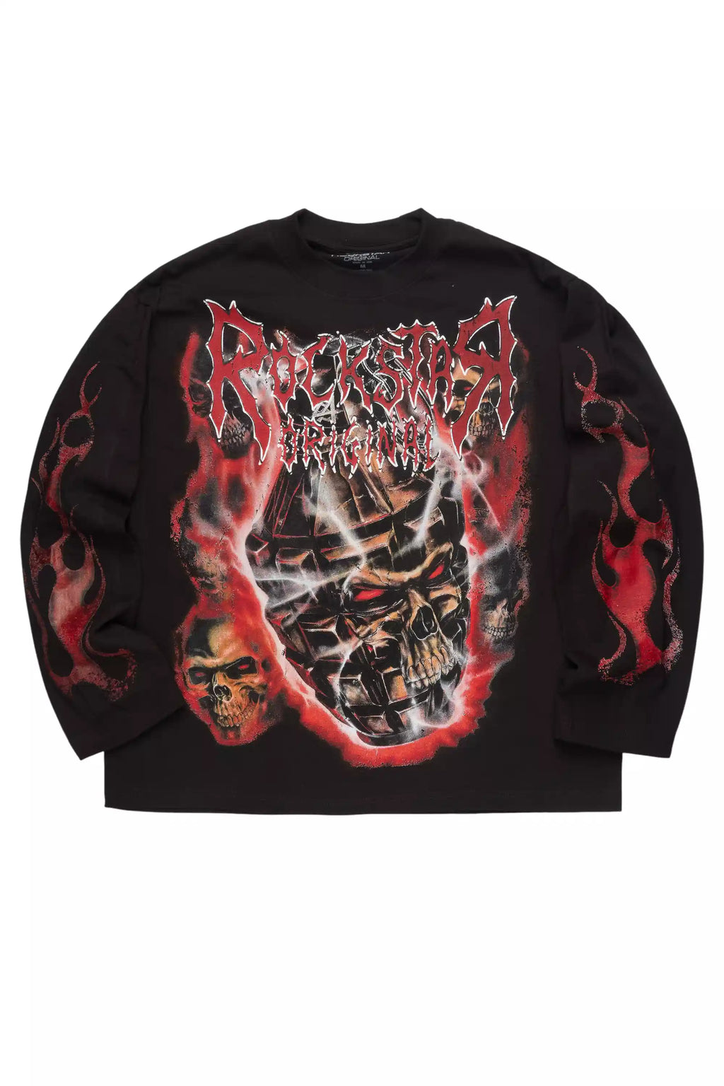 Torrez Black/Red Oversized Long Sleeve Graphic T-Shirt