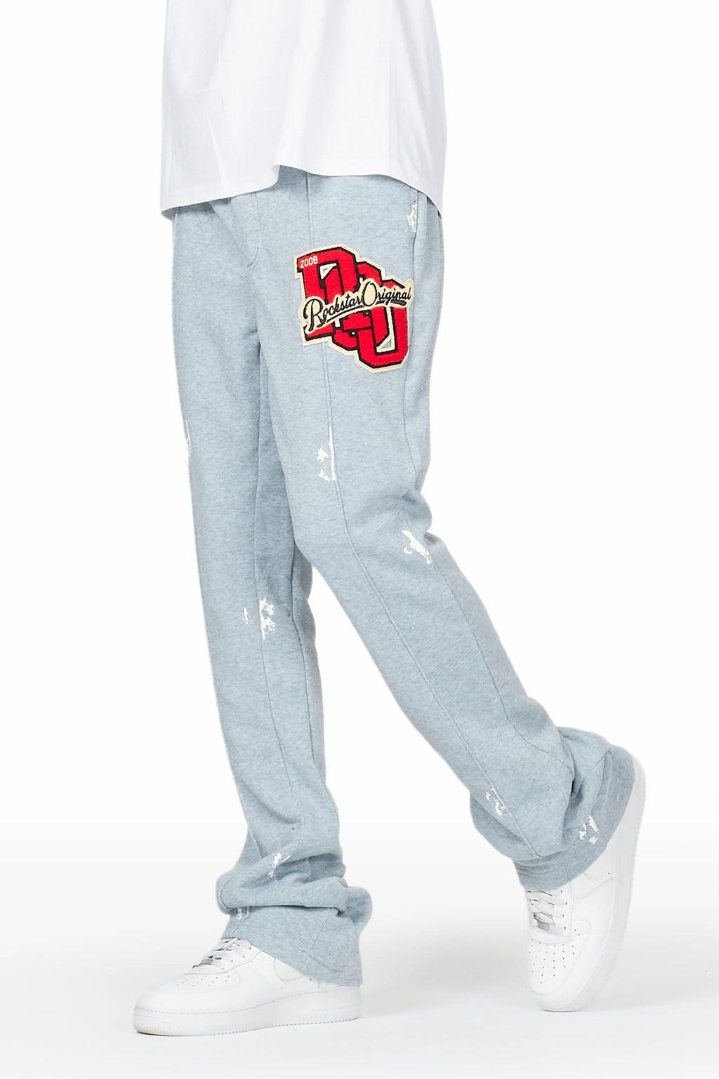 Andrew Heather Grey Patchwork Stacked Flare Pants