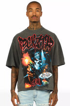 Arvyn Charcoal/Multi Oversized Graphic T-Shirt