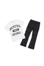 Boys Members White T-Shirt/Stacked Flare Jean Set