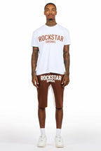Sana White/Brown T-Shirt Short Set
