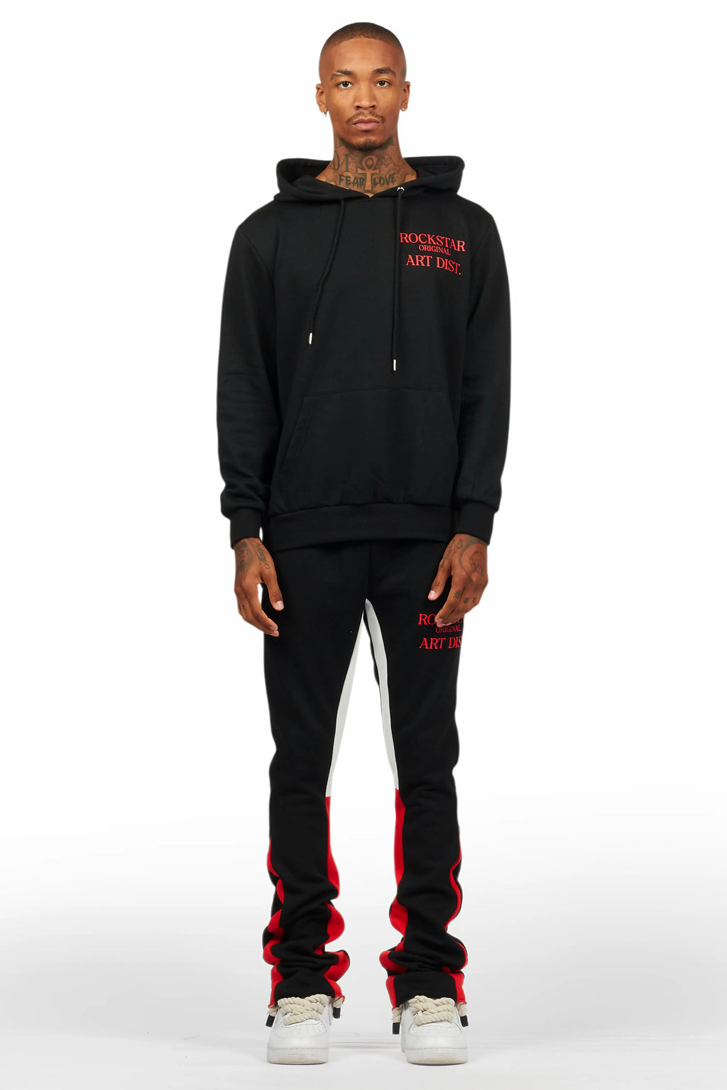 Briggs Black/Red Hoodie/Stacked Flare Track Set