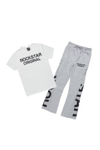 Boys Deniska White/Heather Grey T-Shirt Baggy Stacked Flare Set