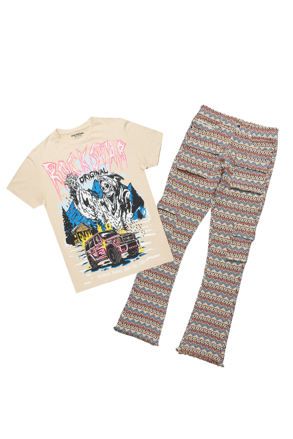 Kip Vintage Sand Graphic T-Shirt/Zierry Multi Tapestry Jean Bundle