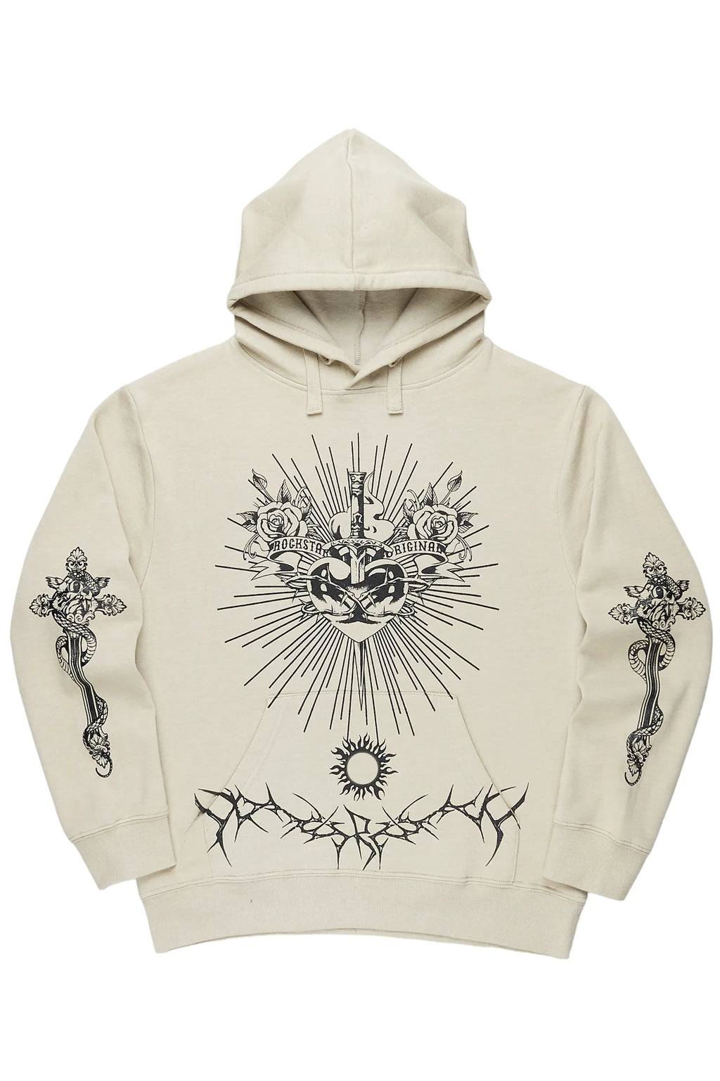 Leander Beige Graphic Hoodie