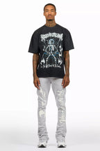 Exodus Charcoal Grey T-Shirt/Stacked Flare Track Pant Set