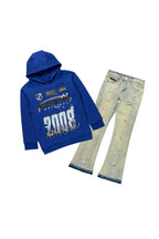 Boys Amos Royal Blue Hoodie/Stacked Flare Jean Set