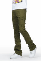 Shake Green Stacked Flare Jean