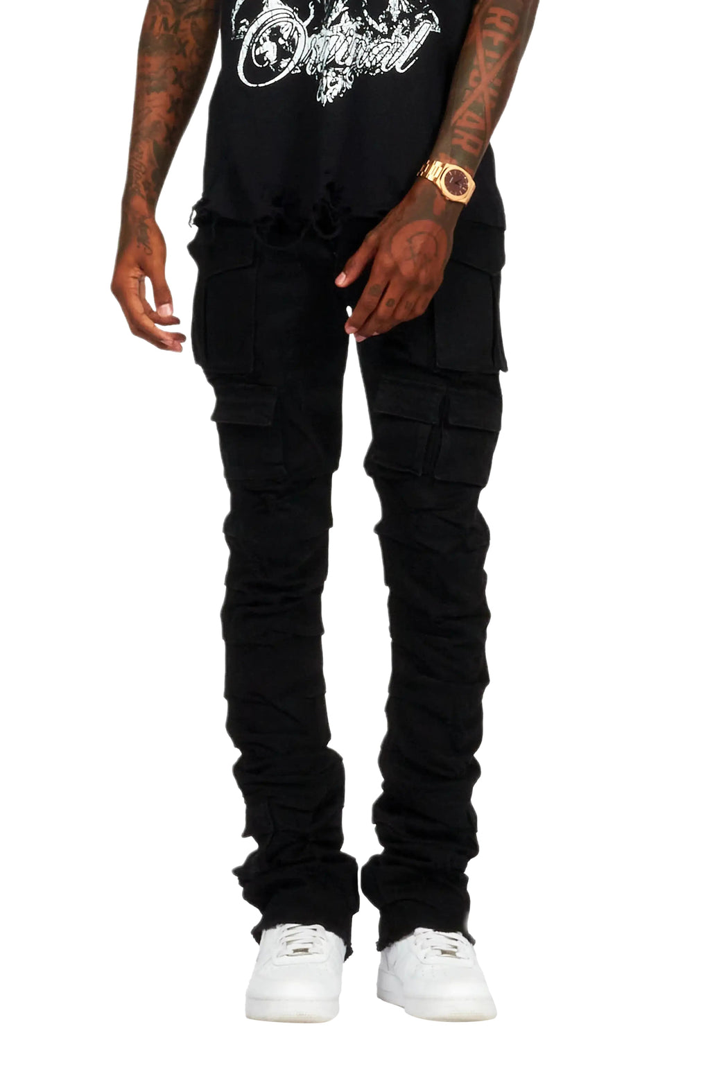 Gentry Black Stacked Flare Jean
