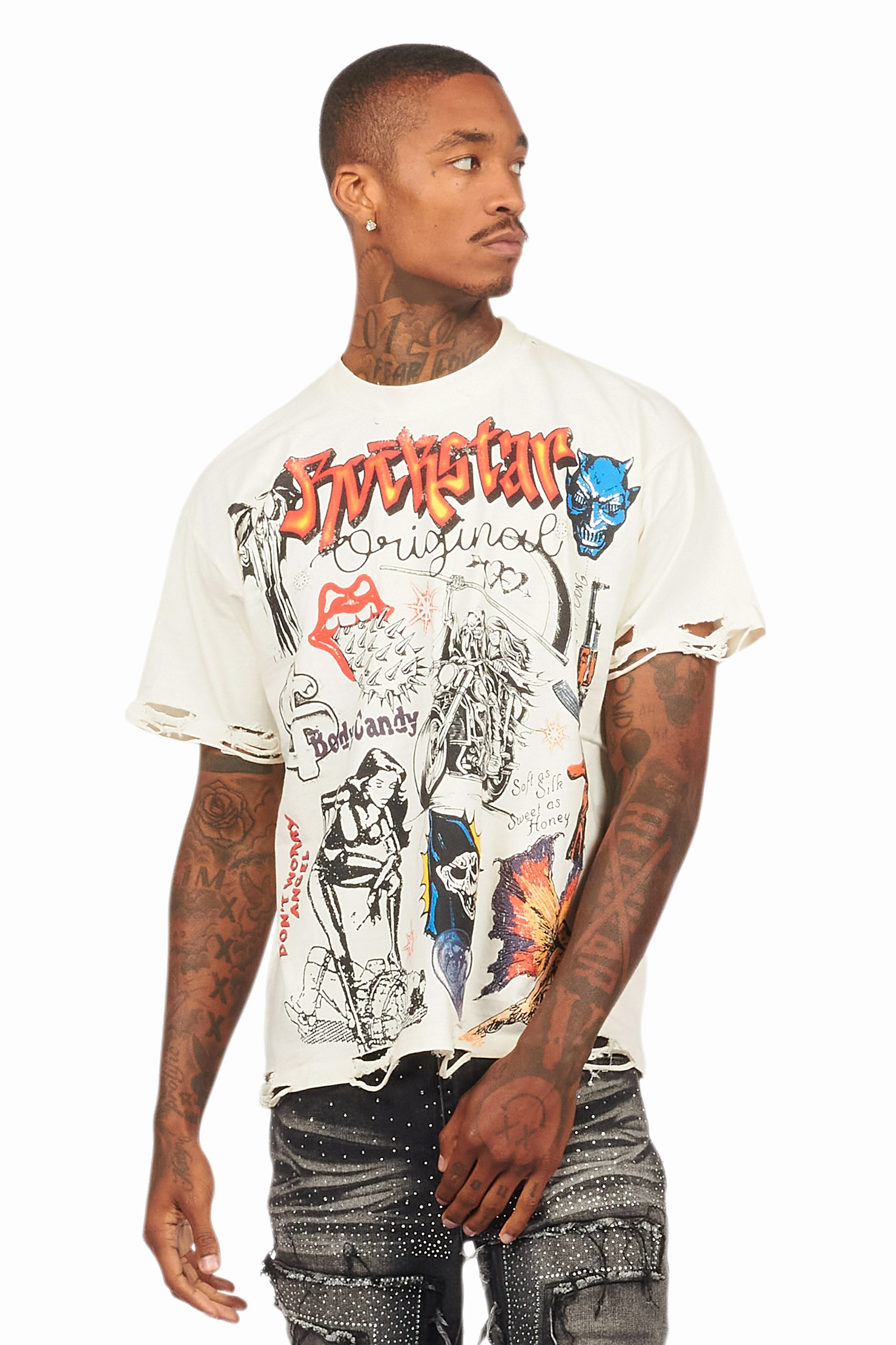 Shoota Vintage Sand Oversized Graphic T-Shirt