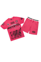 Amos Fuschia/Black Graphic T-Shirt Short Set