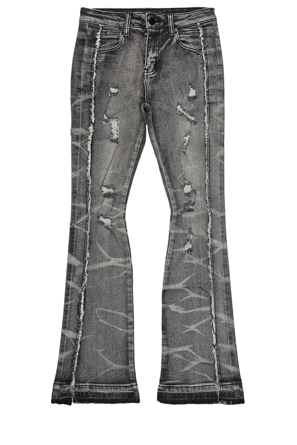 Boys Rugged Black Stacked Flare Jean