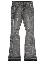 Boys Rugged Black Stacked Flare Jean