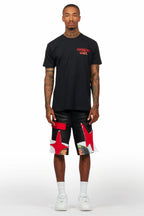 Brett Black T-Shirt/Denim Short Set