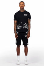 Filip Black Graphic T-Shirt Short Set