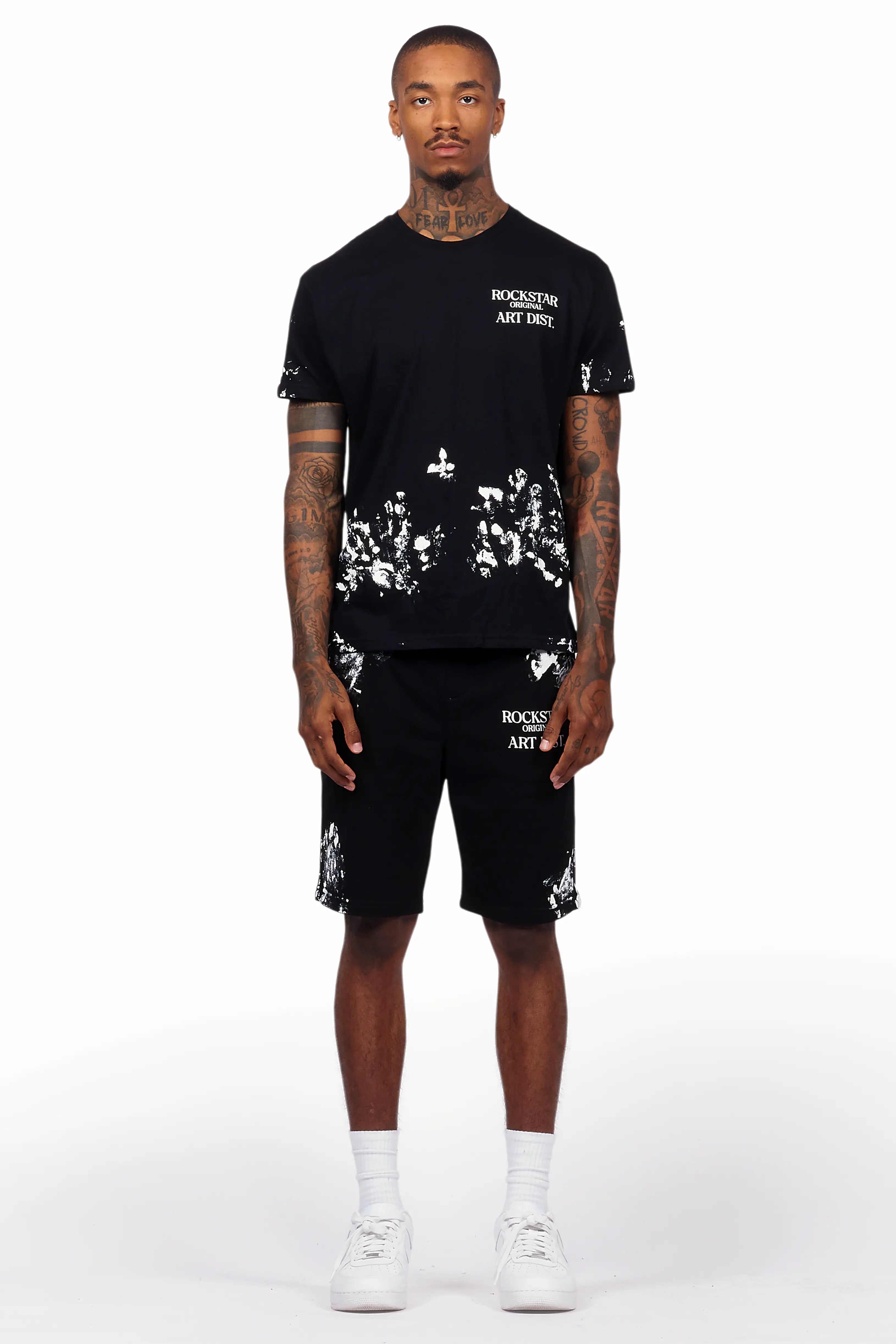 Filip Black Graphic T-Shirt Short Set