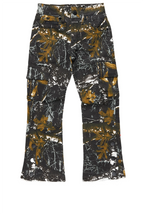 Girls Waapa Black Tree Camo Stacked Flare Cargo Jean