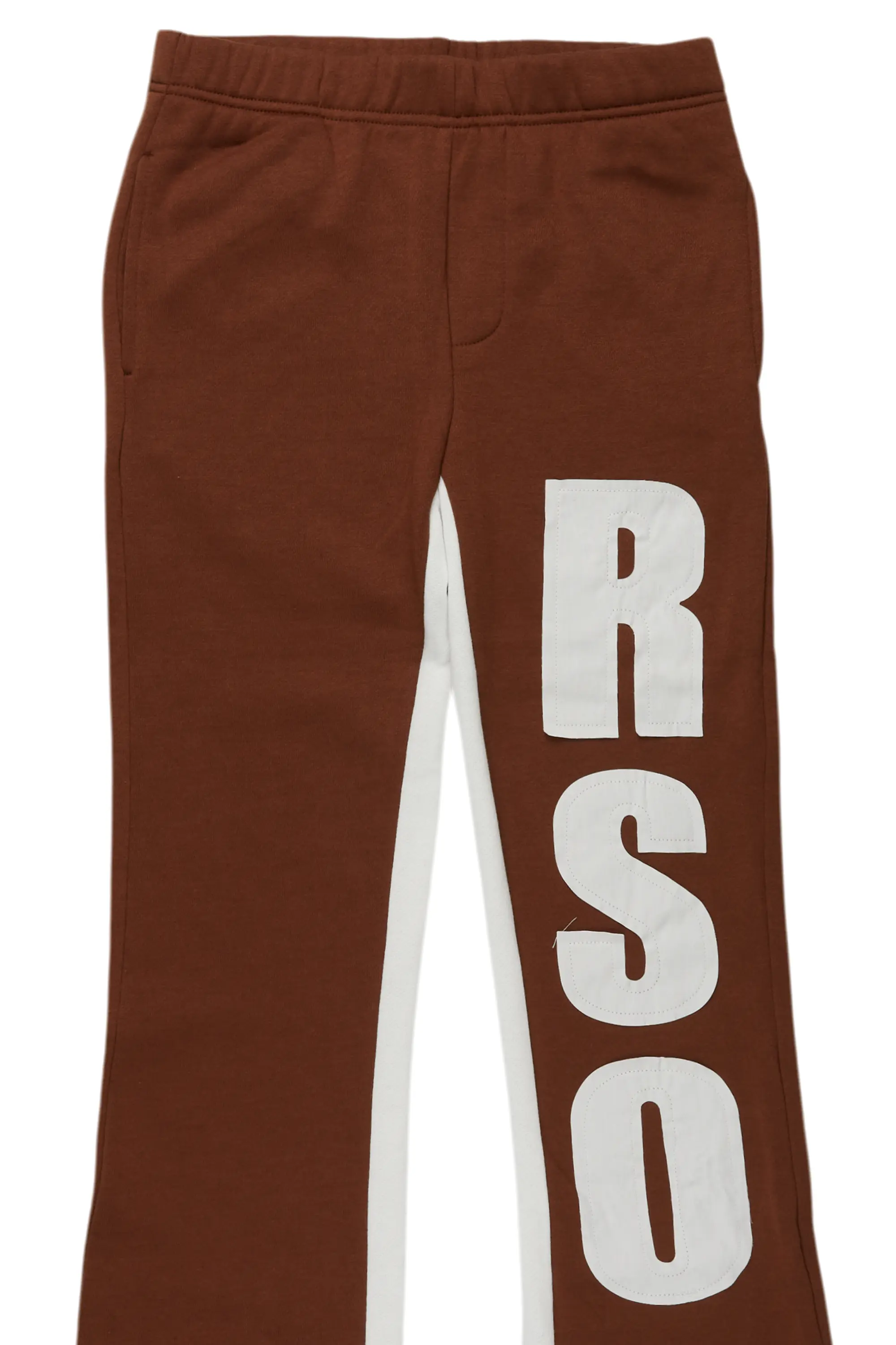 Boys Uko Brown Stacked Baggy Flare Pant