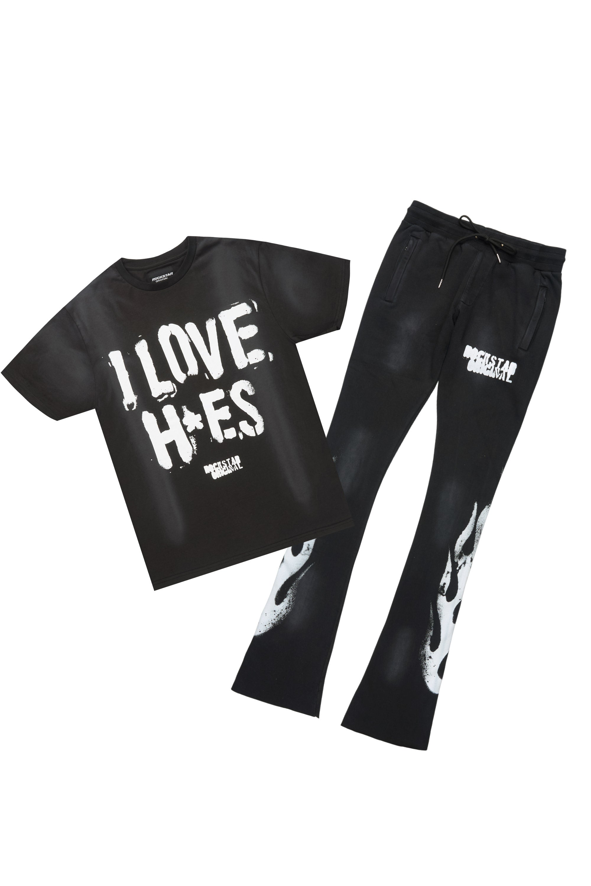 Banyan Black T-Shirt/Stacked Flare Track Set