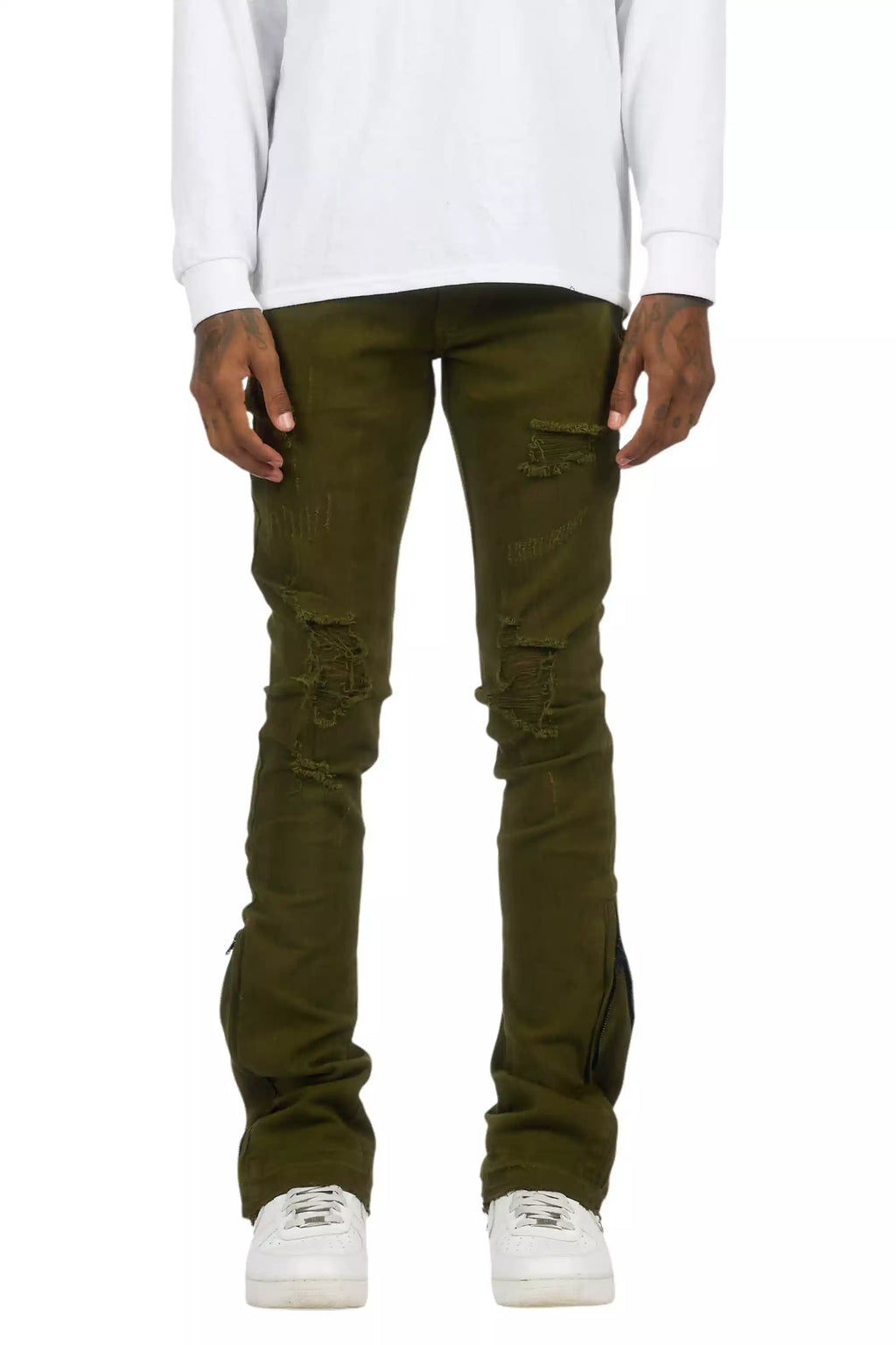 Jaymes Olive Stacked Flare Jean