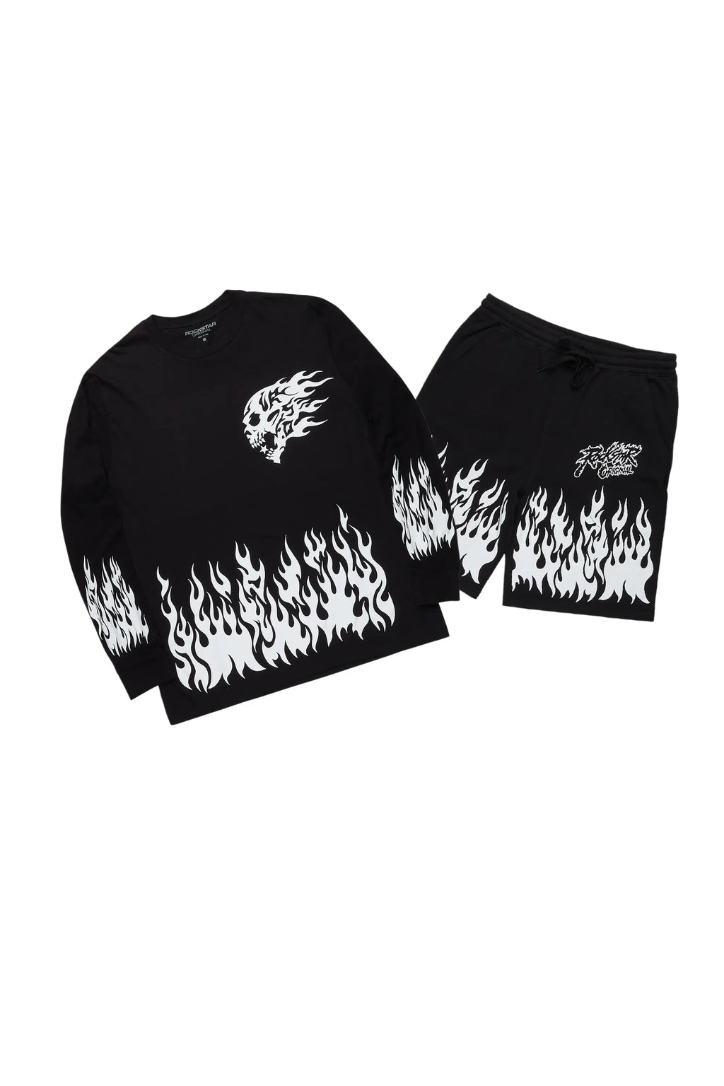 Bubble Black Long Sleeve T-Shirt Short Set