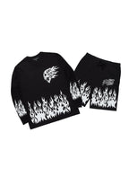 Bubble Black Long Sleeve T-Shirt Short Set