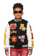 Boys Fio Black/White Varsity Jacket