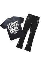 Banyan Black Graphic T-Shirt/Dag Stacked Flare Jean Set