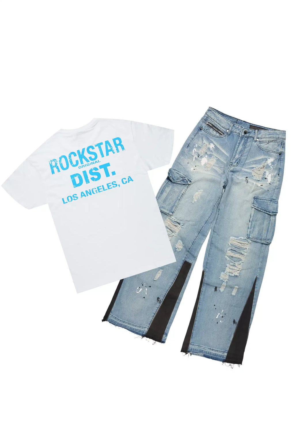 Lake White/Blue T-Shirt/Baggy Fit Jean Set