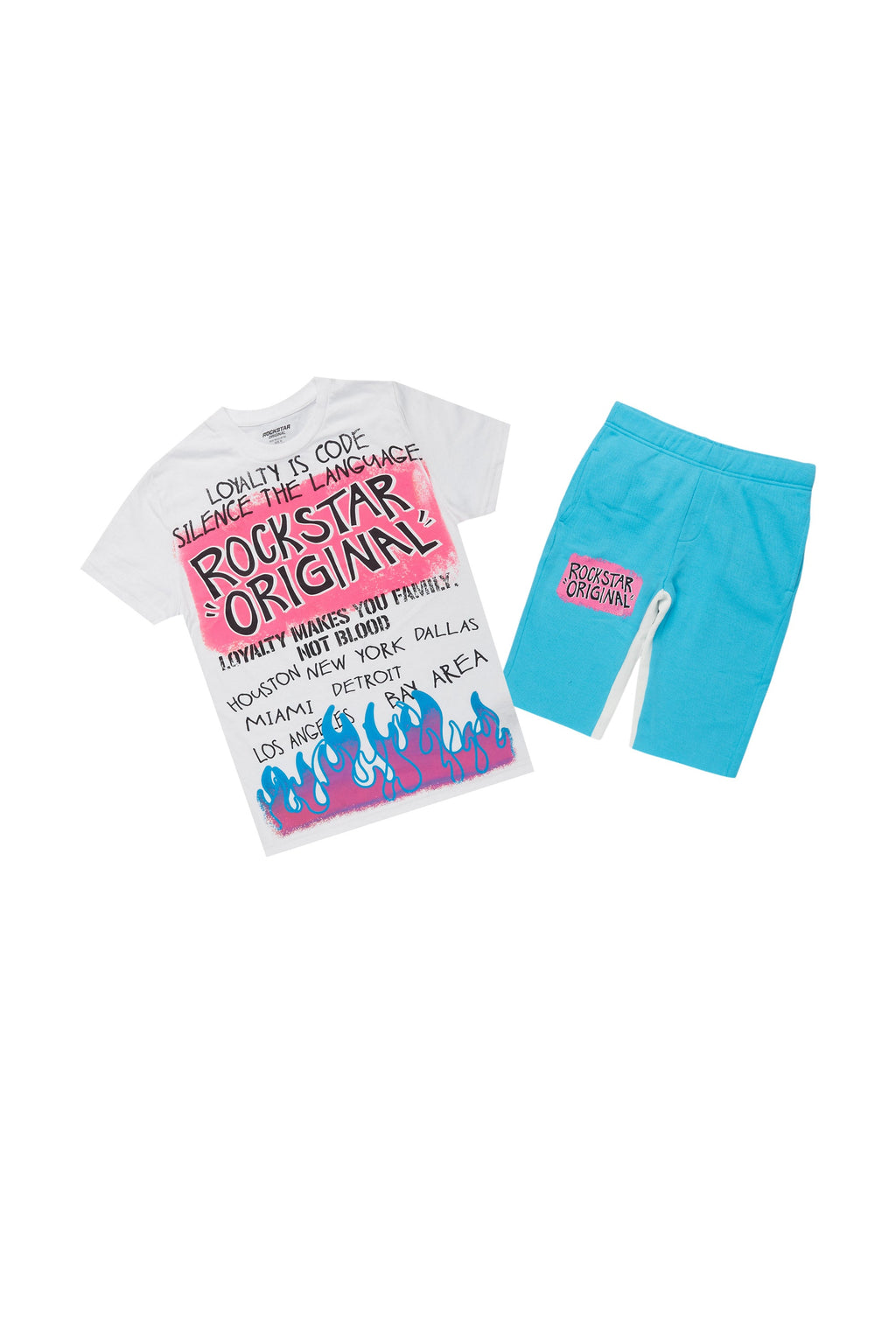 Boys Beno White/Blue T-Shirt/Short Set