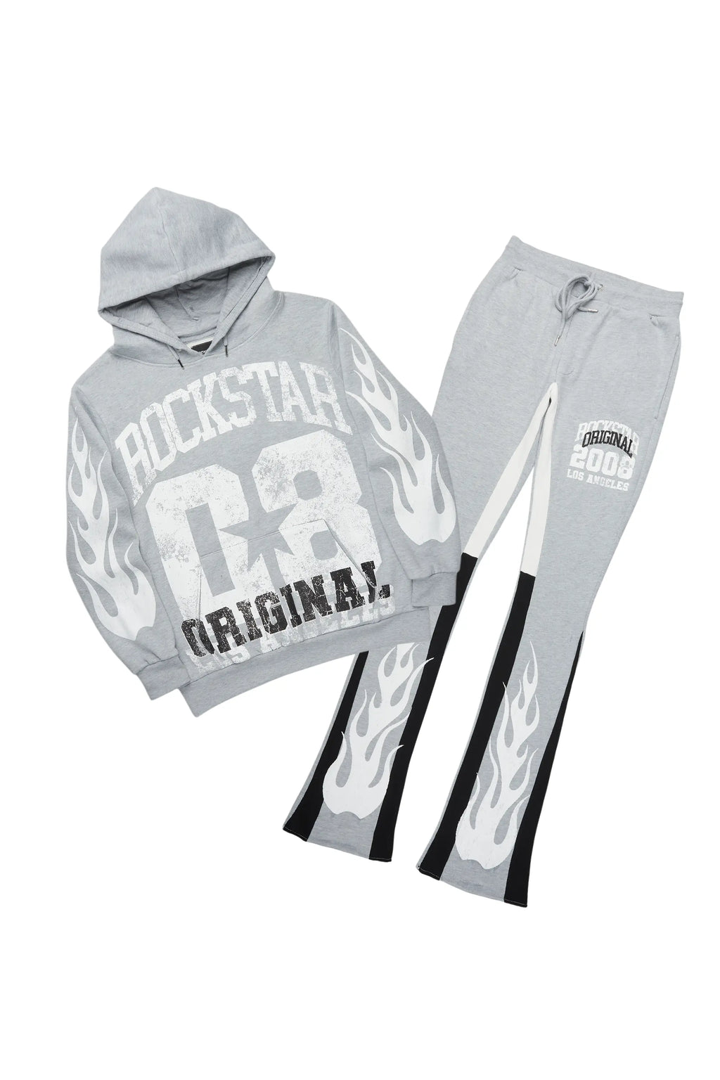Edel Grey/White Hoodie/Stacked Flare Pant Set