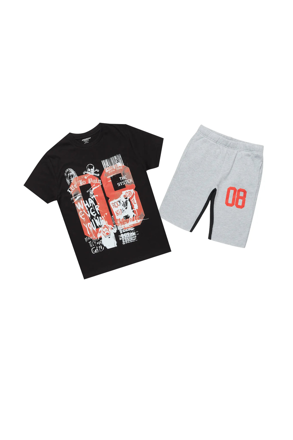 Boys Beau Black/Grey T-Shirt/Short Set