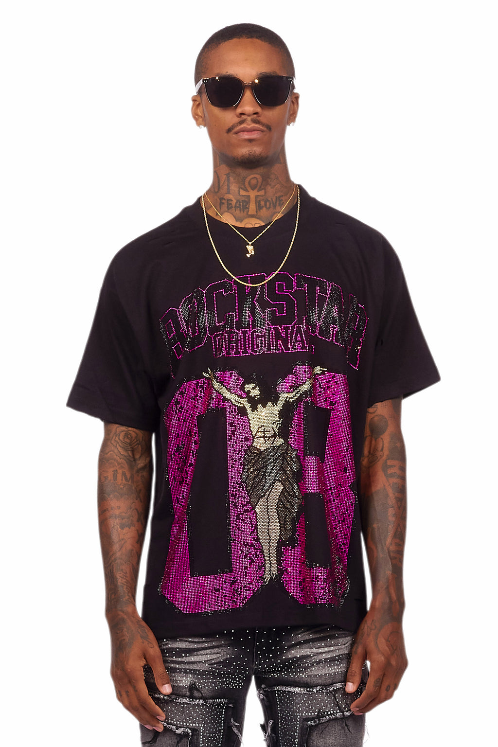 Cavan Black/Pink Rhinestone Graphic T-Shirt