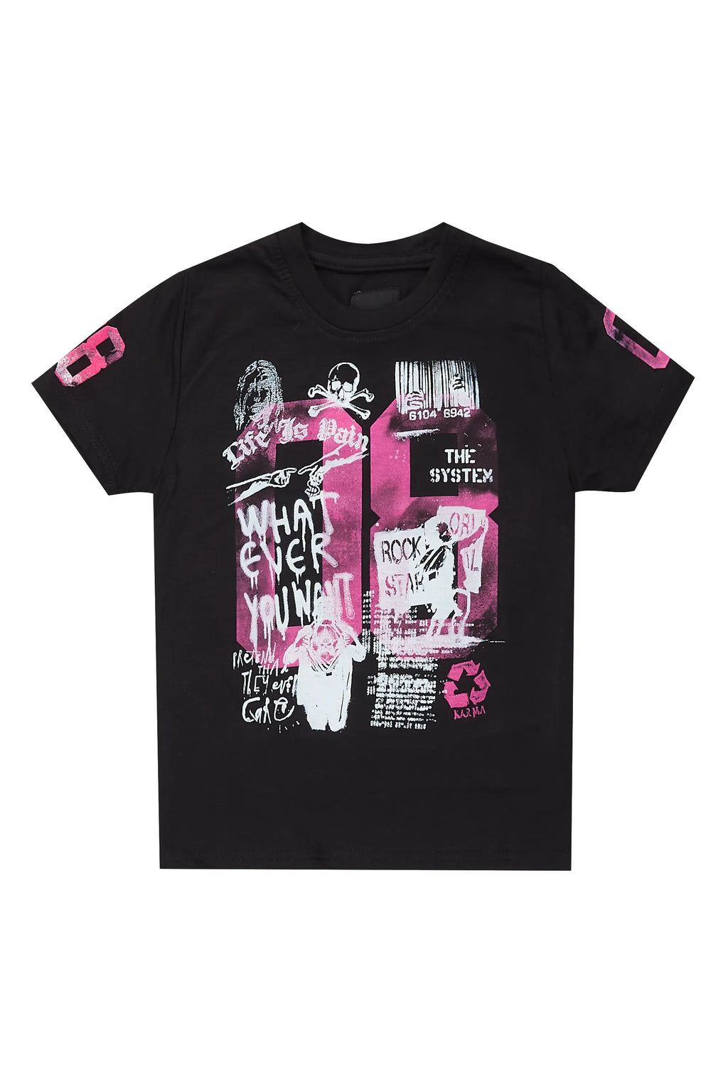 Girls Kammy Black/Pink  Graphic T-Shirt