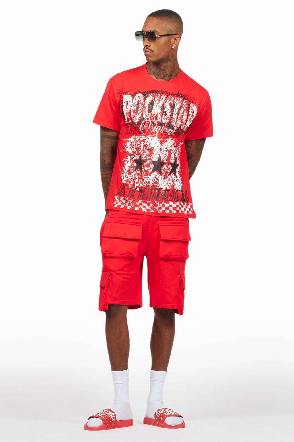 Racing Grung Red/Black T-Shirt Cargo Shorts Set