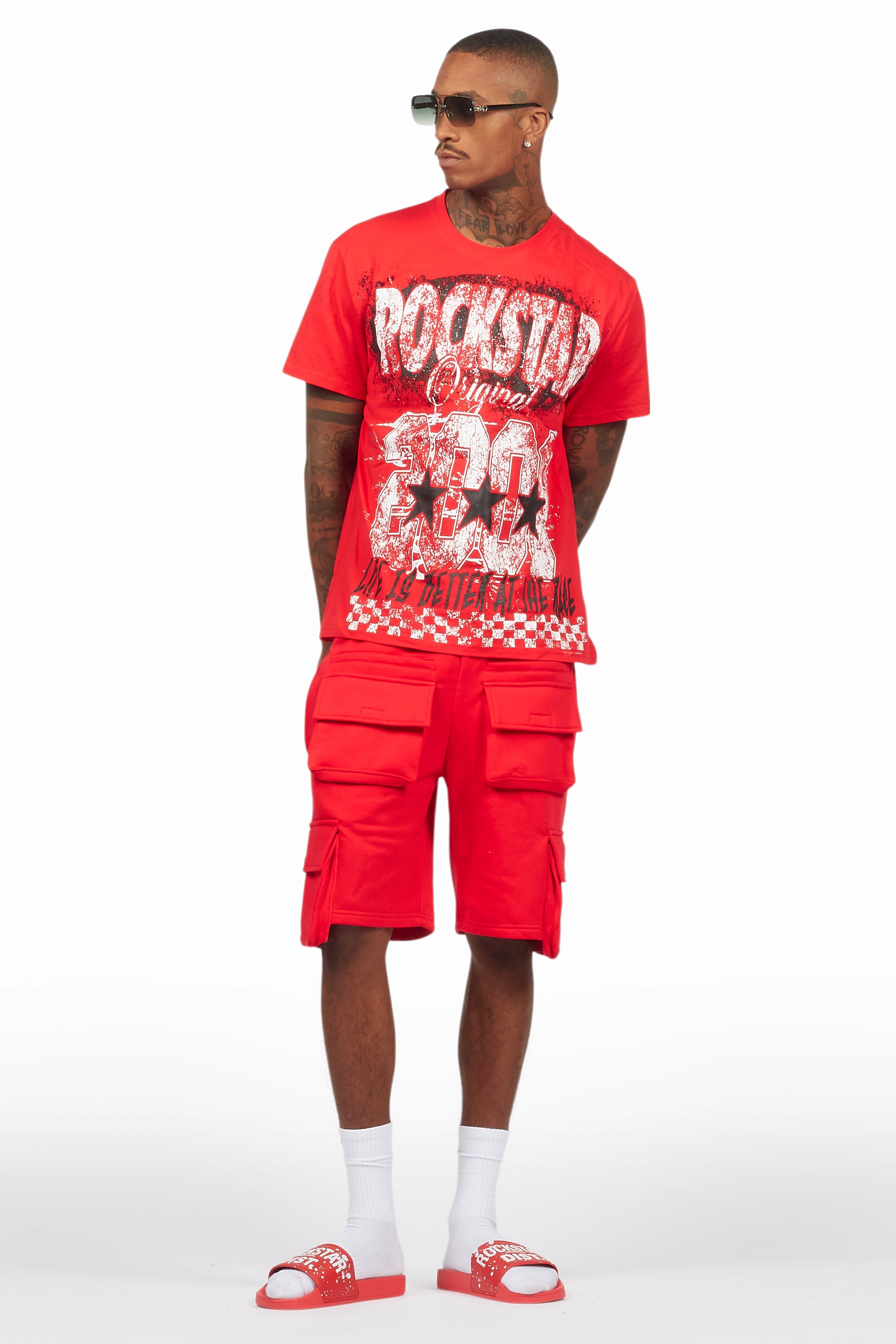 Racing Grung Red/Black T-Shirt Cargo Shorts Set