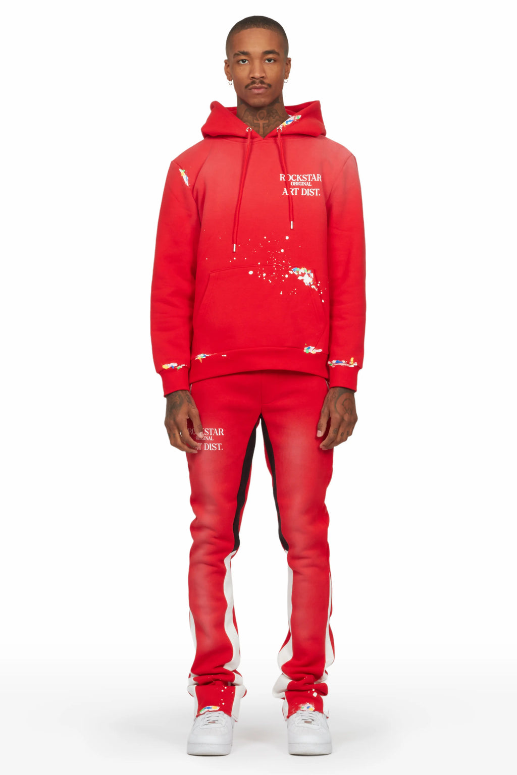 Rockstar Art Dist. Red Hoodie/Stacked Flare Set
